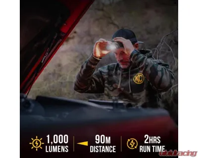 KC Hilites FLX 1K Magnetic Headlamp - Adjustable, Lightweight, Black, 9968 - 9968