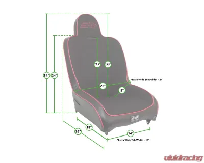 PRP Seats 2" Premier High Back XT Suspension Seat for UTVs, Black Fabric, A100410 - A100410
