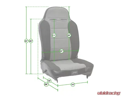 PRP Seats Enduro High Back Reclining Suspension Seat Driver Side All Grey A13011044-54 - A13011044-54