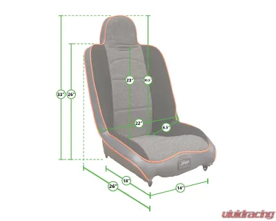 PRP Seats Daily Driver High Back Suspension Seat for Universal Fit, Black Fabric - A140110