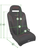 PRP Seats RST Rear Suspension Seat for Polaris RZR 2014-2023, Black & Blue, A4108-V                                     - A4108-V - Image 2