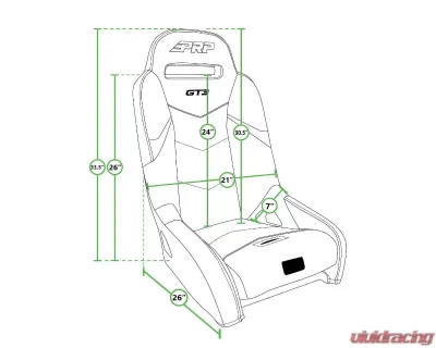 PRP Seats GT3 Rear Suspension Seat for Polaris RZR 2014-2023, Grey, Durable Material - A7308-203