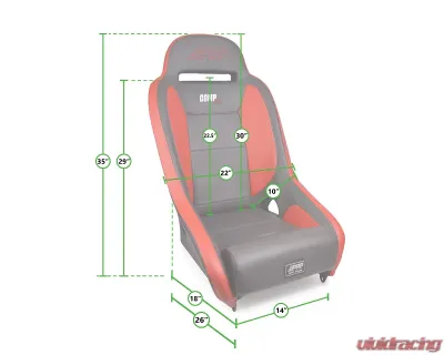 PRP Seats Competition Elite Suspension Seat A8301 for Polaris RZR 2015-2023, Black Fabric - A8301