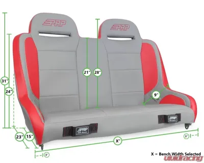 PRP Seats Elite Series Rear Bench Black Vinyl for Jeep Wrangler JKU 2007-2018 - A9240-47-201