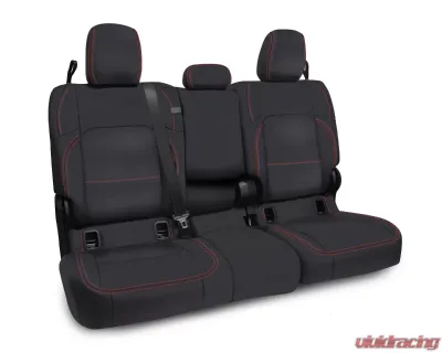 PRP Seats Rear Bench Cover for 2020-2023 Jeep Gladiator JT, Black Leather with Red Stitching - B056-01