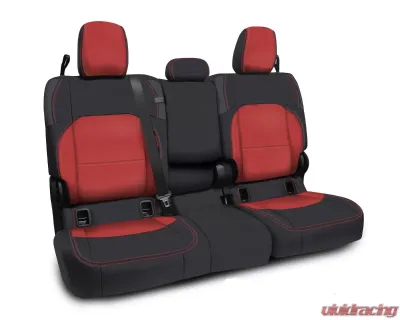 PRP Seats Rear Bench Cover for 2020-2023 Jeep Gladiator JT, Black and Red Leather - B056-05