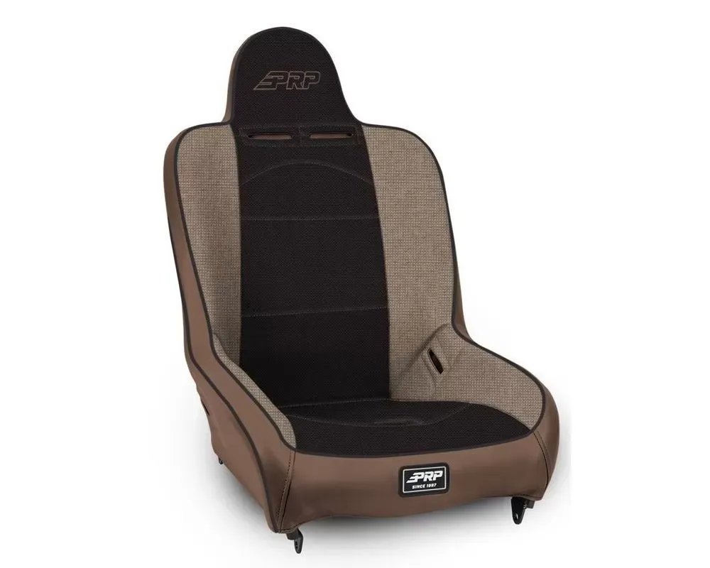PRP Seats Premier High Back Suspension Seat Black with Tan Outline - A100110-64