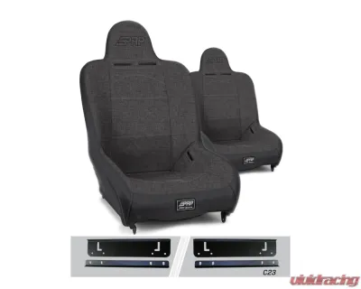 PRP Seats Premier High Back Suspension Seats Kit Pair Gray Jeep Wrangler TJ 1997-2002 - A100110-C23-54