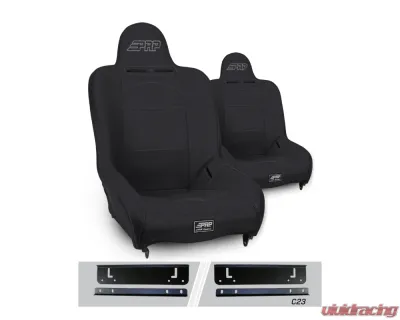PRP Seats Premier High Back Suspension Seats Kit Pair Black Jeep Wrangler TJ 2003-2006 - A100110-C24-50