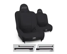 PRP Seats Premier High Back Suspension Seats Kit Pair Black Jeep Wrangler CJ7 | YJ