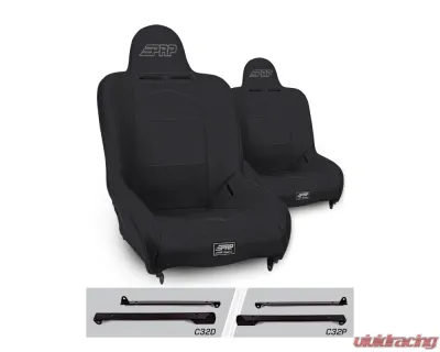 PRP Seats Premier High Back Suspension Seats Kit Pair Black Jeep Wrangler CJ7 | YJ - A100110-C32-50
