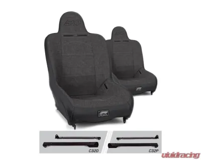 PRP Seats Premier High Back Suspension Seats Kit Pair Gray Jeep Wrangler CJ7 | YJ - A100110-C32-54