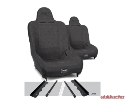PRP Seats Premier High Back Suspension Seats Kit Pair Gray Jeep Cherokee XJ 1995-2001 - A100110-C33-54