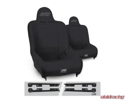 PRP Seats Premier High Back Suspension Seats Kit Pair Black Jeep Wrangler JK | JKU - A100110-C38-50