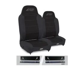 PRP Seats Enduro High Back Reclining Suspension Seats Kit Pair Black Jeep Wrangler TJ 1997-2002