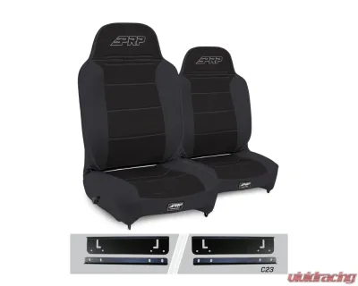 PRP Seats Enduro High Back Reclining Suspension Seats Kit Pair Black Jeep Wrangler TJ 1997-2002 - A130110-C23-50