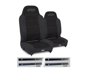 PRP Seats Enduro High Back Reclining Suspension Seats Kit Pair Black Jeep Wrangler TJ 2003-2006