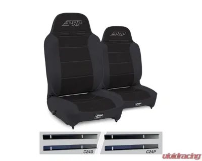 PRP Seats Enduro High Back Reclining Suspension Seats Kit Pair Black Jeep Wrangler TJ 2003-2006 - A130110-C24-50
