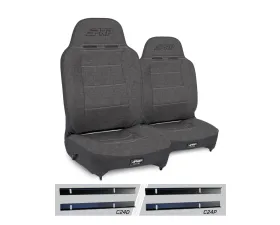 PRP Seats Enduro High Back Reclining Suspension Seats Kit Pair Gray Jeep Wrangler TJ 2003-2006