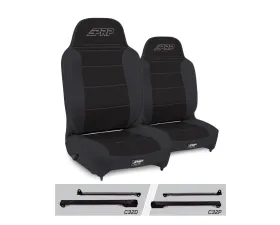 PRP Seats Enduro High Back Reclining Suspension Seats Kit Pair Black Jeep Wrangler CJ7 | YJ