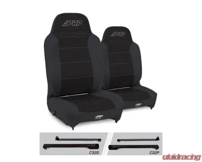 PRP Seats Enduro High Back Reclining Suspension Seats Kit Pair Black Jeep Wrangler CJ7 | YJ - A130110-C32-50