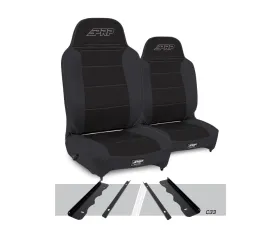 PRP Seats Enduro High Back Reclining Suspension Seats Kit Pair Black Jeep Cherokee XJ 1995-2001