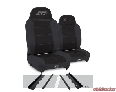 PRP Seats Enduro High Back Reclining Suspension Seats Kit Pair Black Jeep Cherokee XJ 1995-2001 - A130110-C33-50