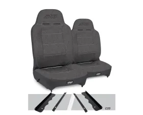PRP Seats Enduro High Back Reclining Suspension Seats Kit Pair Gray Jeep Cherokee XJ 1995-2001