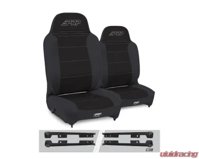 PRP Seats Enduro High Back Reclining Suspension Seats Kit Pair Black Jeep Wrangler JK | JKU - A130110-C38-50
