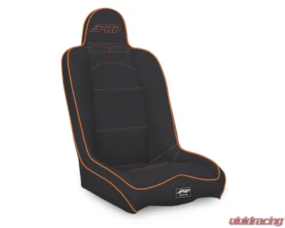 PRP Seats Daily Driver High Back Suspension Seat Black and Orange Vinyl - A140110-201-207