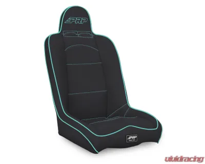 PRP Seats Daily Driver High Back Suspension Seat Black and Teal Vinyl - A140110-201-238