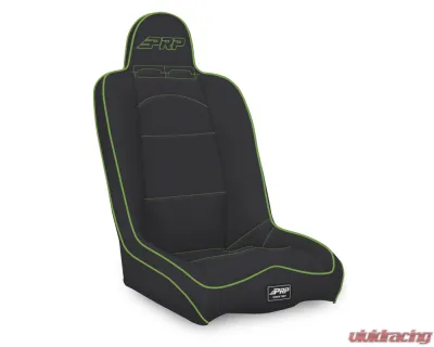 PRP Seats Daily Driver High Back Suspension Seat Black and Green Vinyl - A140110-201-W