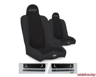 PRP Seats Daily Driver High Back Suspension Seats Kit Pair Black Jeep Wrangler TJ 1997-2002 - A140110-C23-50