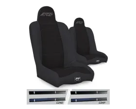 PRP Seats Daily Driver High Back Suspension Seats Kit Pair Black Jeep Wrangler TJ 2003-2006