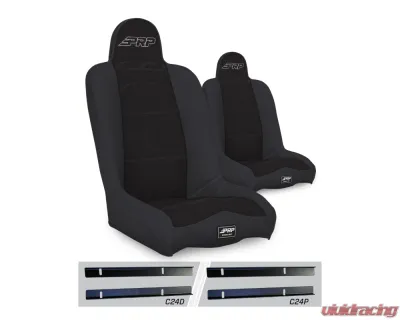 PRP Seats Daily Driver High Back Suspension Seats Kit Pair Black Jeep Wrangler TJ 2003-2006 - A140110-C24-50
