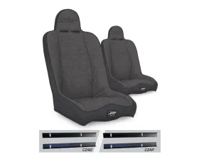 PRP Seats Daily Driver High Back Suspension Seats Kit Pair Gray Jeep Wrangler TJ 2003-2006