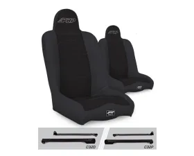 PRP Seats Daily Driver High Back Suspension Seats Kit Pair Black Jeep Wrangler CJ7 | YJ