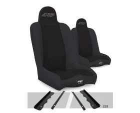 PRP Seats Daily Driver High Back Suspension Seats Kit Pair Black Jeep Cherokee XJ 1995-2001