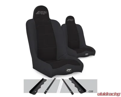 PRP Seats Daily Driver High Back Suspension Seats Kit Pair Black Jeep Cherokee XJ 1995-2001 - A140110-C33-50
