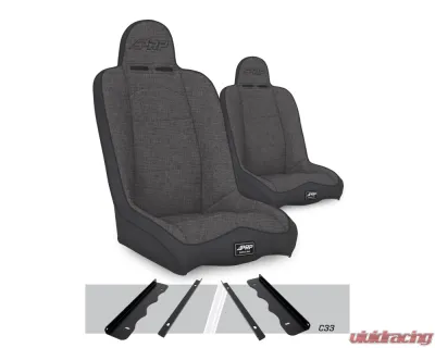 PRP Seats Daily Driver High Back Suspension Seats Kit Pair Gray Jeep Cherokee XJ 1995-2001 - A140110-C33-54