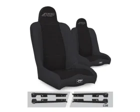 PRP Seats Daily Driver High Back Suspension Seats Kit Pair Black Jeep Wrangler JK | JKU