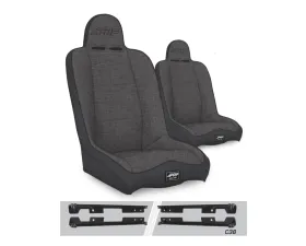 PRP Seats Daily Driver High Back Suspension Seats Kit Pair Gray Jeep Wrangler JK | JKU