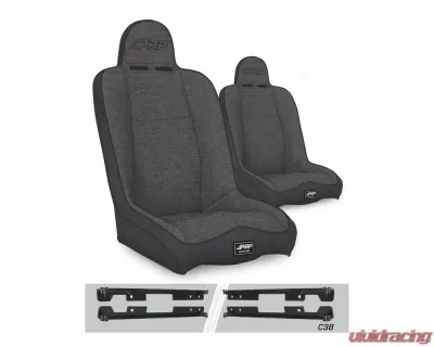 PRP Seats Daily Driver High Back Suspension Seats Kit Pair Gray Jeep Wrangler JK | JKU - A140110-C38-54