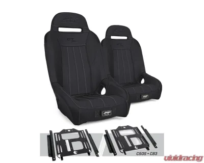 PRP Seats GT/S.E. Suspension Seats Kit Pair Black Polaris RZR 570 800 900 - A5701-PORXP-C50S-201