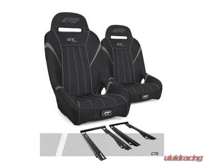 PRP Seats GT/S.E. Suspension Seats Kit Pair Black & Gray Polaris RZR PRO XP PRO R Turbo R - A5701-PORXP-C79-203