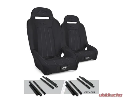 PRP Seats GT/S.E. Suspension Seats Kit Pair Black Polaris General RZR S 900 Trail XP 1000 Turbo S RS1 - A5701-PORXP-C83-201