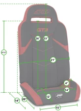 PRP Seats GT3 Fold Flat Rear Suspension Seats Pair Red Polaris RZR PRO XP4 PRO R4 Turbo R4                                     - A7208-PORXP-204 - Image 2