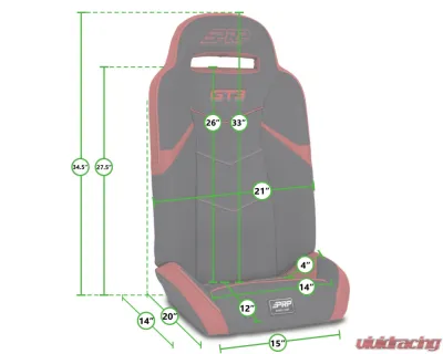 PRP Seats GT3 Fold Flat Rear Suspension Seats Pair Red Polaris RZR PRO XP4 PRO R4 Turbo R4 - A7208-PORXP-204