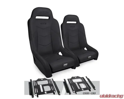 PRP Seats GT3 Suspension Seats Kit Pair Black Polaris RZR 570 800 900 - A7301-PORXP-C50S-201