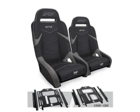 PRP Seats GT3 Suspension Seats Kit Pair Black & Gray Polaris RZR 570 800 900
